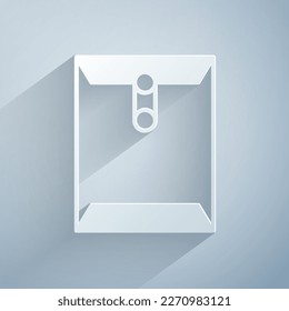 Paper cut Envelope icon isolated on grey background. Received message concept. New, email incoming message, sms. Mail delivery service. Paper art style. Vector