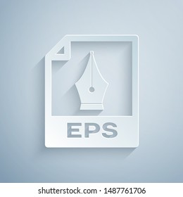 Paper cut EPS file document. Download eps button icon isolated on grey background. EPS file symbol. Paper art style. Vector Illustration