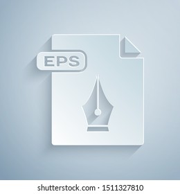 Paper cut EPS file document. Download eps button icon isolated on grey background. EPS file symbol. Paper art style. Vector Illustration