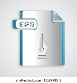 Paper cut EPS file document. Download eps button icon isolated on grey background. EPS file symbol. Paper art style. Vector Illustration
