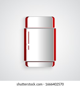 Paper cut Eraser or rubber icon isolated on grey background. Paper art style. Vector Illustration