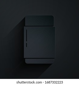Paper cut Eraser or rubber icon isolated on black background. Paper art style. Vector Illustration
