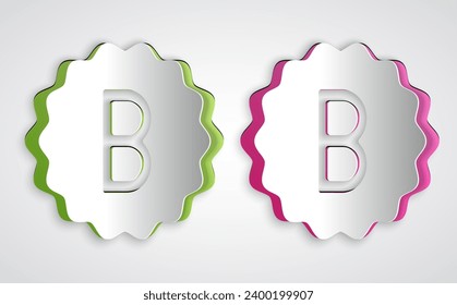 Paper cut Exam paper with incorrect answers survey icon isolated on grey background. Bad mark of test results. Paper art style. Vector