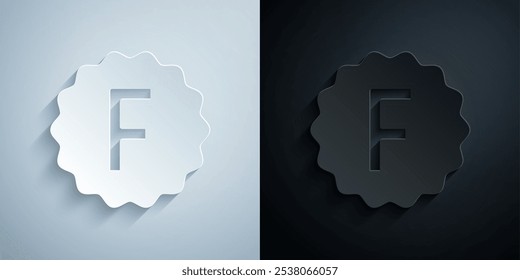 Papel de examen con respuestas incorrectas icono de Encuesta aislado en fondo gris y negro. Mala marca de los resultados de la prueba. Estilo de arte de papel. Vector