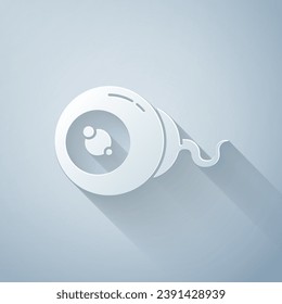 Paper cut Eye icon isolated on grey background. Happy Halloween party. Paper art style. Vector