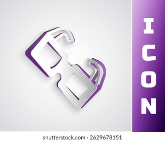 Paper cut Eyeglasses icon isolated on grey background. Paper art style. Vector