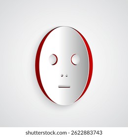 Paper cut Facial cosmetic mask icon isolated on grey background. Cosmetology, medicine and health care. Paper art style. Vector Illustration