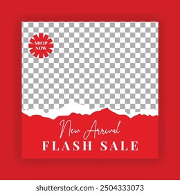 Paper cut Fashion Sale Social Media Post Template. Fully Editable Instagram and Facebook Square Post Frame Puzzle Organic Sale Poster. Urban fashion social media post template.