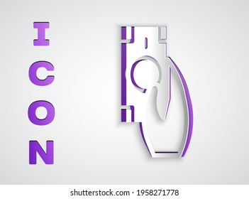 Paper cut Fast payments icon isolated on grey background. Fast money transfer payment. Financial services, fast loan, time is money, cash back concept. Paper art style. Vector