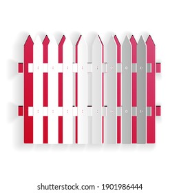 Paper cut Fence wooden icon isolated on white background. Garden fence sign. Paper art style. Vector.