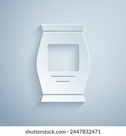 Paper cut Fertilizer bag icon isolated on grey background. Paper art style. Vector