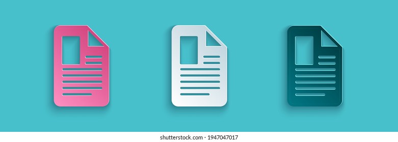 Papierschnitt Dateidokument Symbol einzeln auf blauem Hintergrund. Checkliste-Symbol. Geschäftskonzept. Kunststil aus Papier. Vektorgrafik