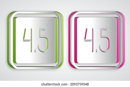 Paper cut Film or movie cinematography rating or review icon isolated on grey background. Paper art style. Vector