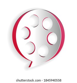 Paper cut Film reel icon isolated on white background. Paper art style. Vector.