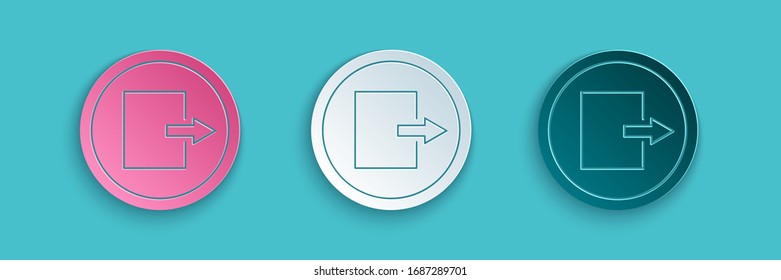 Paper cut Fire exit icon isolated on blue background. Fire emergency icon. Paper art style. Vector Illustration