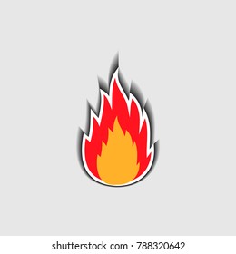 Paper cut fire flame logo art vector