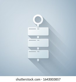 Paper cut Firework icon isolated on grey background. Concept of fun party. Explosive pyrotechnic symbol. Paper art style. Vector Illustration