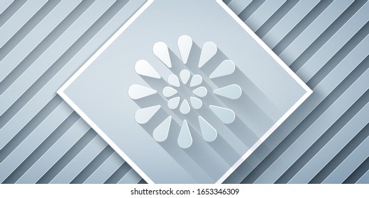 Paper cut Firework icon isolated on grey background. Concept of fun party. Explosive pyrotechnic symbol. Paper art style. Vector Illustration