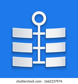 Paper cut Firework icon isolated on blue background. Concept of fun party. Explosive pyrotechnic symbol. Paper art style. Vector Illustration