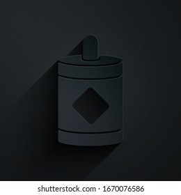 Paper cut Firework icon isolated on black background. Concept of fun party. Explosive pyrotechnic symbol. Paper art style. Vector Illustration