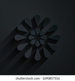 Paper cut Firework icon isolated on black background. Concept of fun party. Explosive pyrotechnic symbol. Paper art style. Vector Illustration
