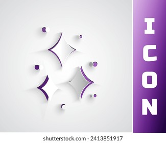 Paper cut Firework icon isolated on grey background. Concept of fun party. Explosive pyrotechnic symbol. Paper art style. Vector