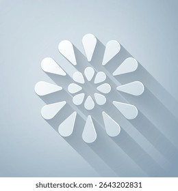 Paper cut Firework icon isolated on grey background. Concept of fun party. Explosive pyrotechnic symbol. Paper art style. Vector Illustration