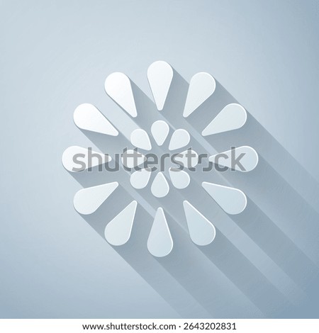 Paper cut Firework icon isolated on grey background. Concept of fun party. Explosive pyrotechnic symbol. Paper art style. Vector Illustration