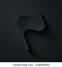 Paper cut Flag icon isolated on black background. Paper art style. Vector Illustration