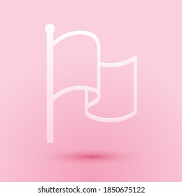 Icono de Bandera de corte de papel aislado en fondo rosado. Estilo de arte de papel. Vector.