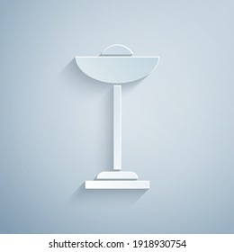 Paper cut Floor lamp icon isolated on grey background. Paper art style. Vector.
