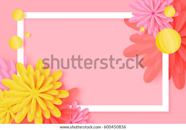 Paper Cut Floral Greeting Card Origami Stock Vector Royalty