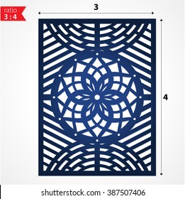 Paper cut flower frame card for laser cutting. Die cut paper card, may be used for cutting machines. Stencil paper craft. Laser cutting file vector. Laser cut design template. Decorative laser cut.