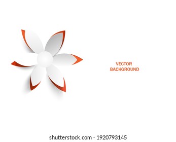 Paper Cut Flower On White Background.Happy Mothers Day. Happy Womens Day.Vector Greeting Card,invitation. Spring Time. Origami,3D Flower