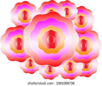 Paper cut flowers ,Paper art ,pink,pattern,background White green