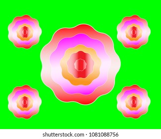Paper cut flowers ,Paper art ,pink,pattern,background White green