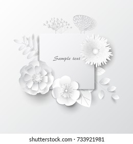 Paper cut flowers. Vector.
