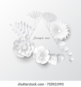 Paper cut flowers. Vector.