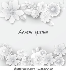 Paper cut flowers. Vector stock.