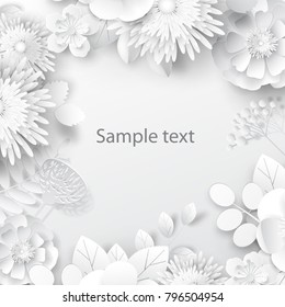 Paper cut flowers. Vector stock.