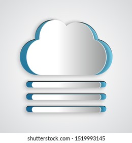 Paper cut Fog and cloud icon isolated on grey background. Paper art style. Vector Illustration