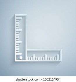 Paper cut Folding ruler icon isolated on grey background. Paper art style. Vector Illustration