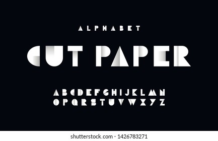 Paper cut font, alphabet letters and numbers vector illustration