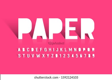 Paper Cut Font, Alphabet Letters And Numbers, Vector Illustration