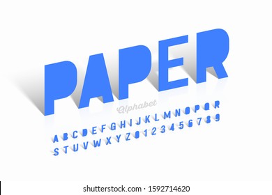 Paper Cut Font, Alphabet Letters And Numbers, Vector Illustration