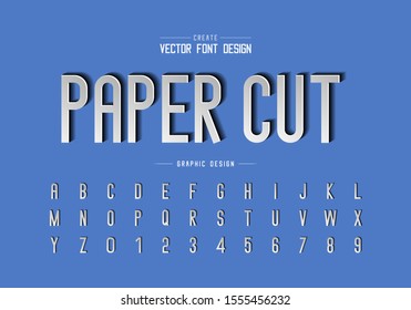 Paper cut font and alphabet vector, Letter art typeface and number design, Graphic text on background