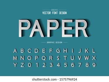 Paper cut font and alphabet vector, Design typeface and number, Graphic text on background