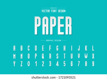 Fuente de corte de papel y diseño de vector alfabético, letra y número de letra y tipo de letra de talla, texto gráfico en segundo plano