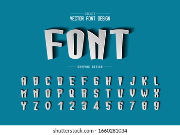 Paper cut font and cartoon alphabet vector, Tall typeface letter and number design, Graphic text on background