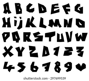 Paper Cut Font And Number Alphabet Over White